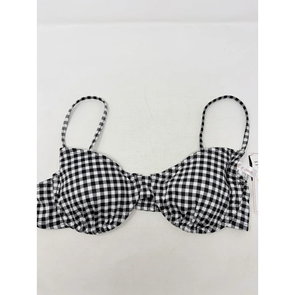 Salt + Cove Juniors Size Medium Gingham Sunset Palms Underwire Bikini Top 948